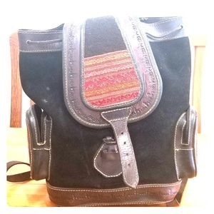 Handmade suede backpack from Peru